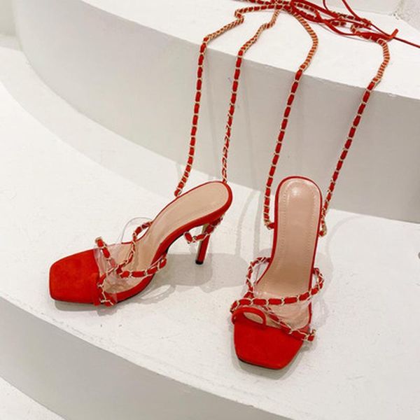 

dress shoes woman elegant ankle strappy party chain high heels wedding open toe women, Black