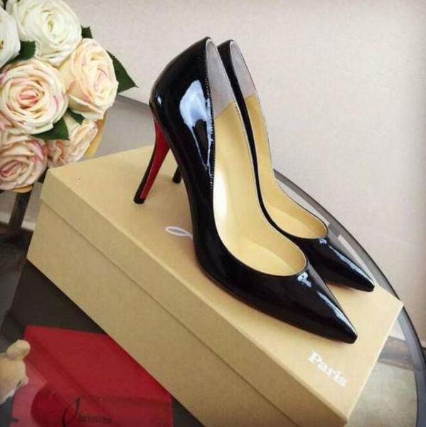 

dress shoes 12cm pointed toe women's women high heel classics luxury brand real red for bottom wedding no box qmsx, Black