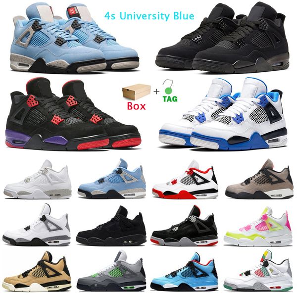 

4s university blue jumpman basketball shoes 4 white oreo fire red raptors bred black cat mens trainers sport sneakers with box