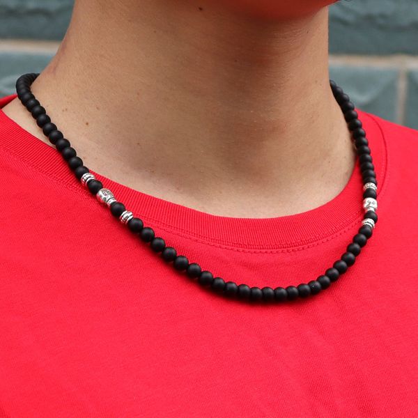 Punk Handgemachte Natürliche Stein Perlen Kurze Halskette Antike Schädel Gothic Perlen Halskette Für Männer Neckless Schmuck Homme