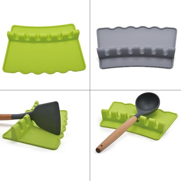

mats & pads silicone spoon rest for kitchen counter 6 slot anti-slip holder