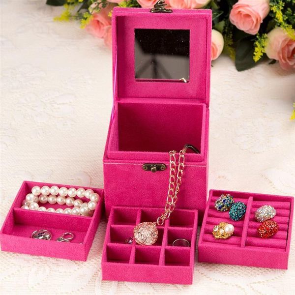 

storage boxes & bins multifunction necklace earring ring jewelry organizer three layer box sundries organizers holder women gift