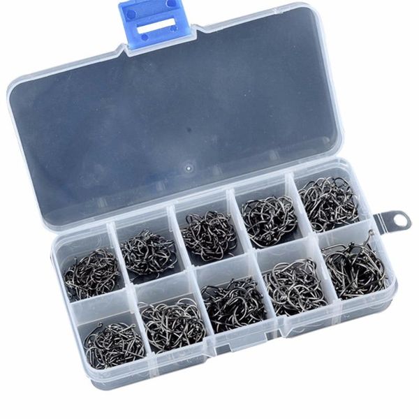 

pcs/lot carbon steel fishing hook with hole tackle box hooks