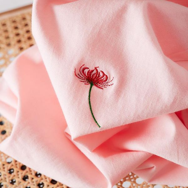 

women's t-shirt easycore 100% cotton embroidery higanbana plus size couples fashion simple trend clothes, White