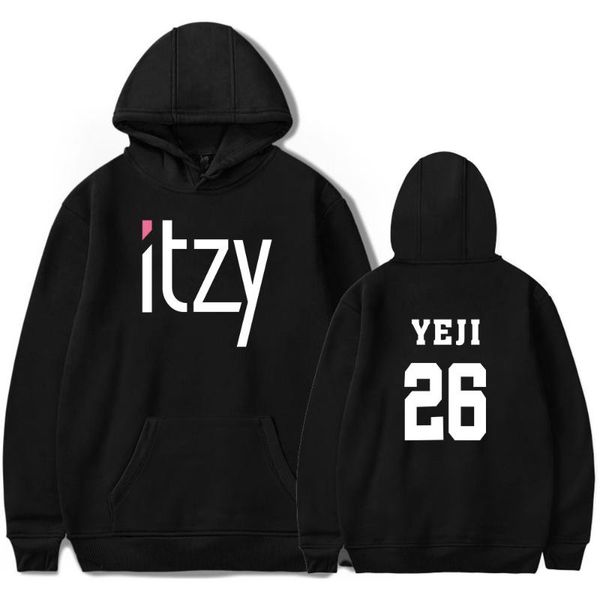 

men's hoodies & sweatshirts men women itzy lia yeji yuna ryuin chaeryeong kpop pullovers boy/girls harajuku streetwear clothes, Black