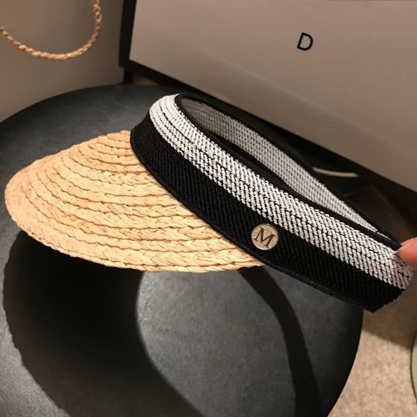 

summer lafite straw hat letters sunscreen riding hats knight cap sun visor straws caps, Blue;gray