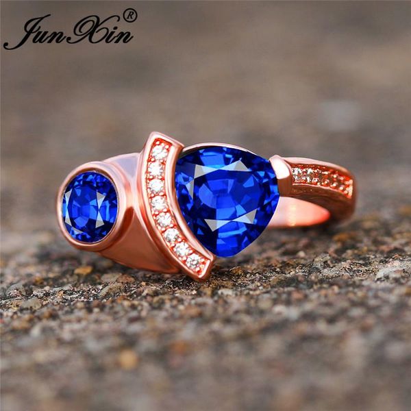 

wedding rings female male royal blue stone ring rose gold green zircon for men women lovers engagement band crystal jewelry, Slivery;golden