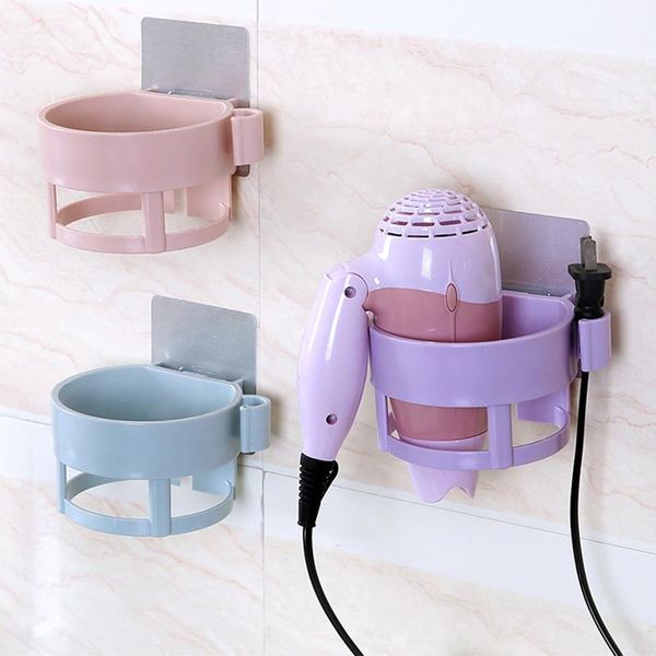 

bathroom storage & organization self-adhesive wall hair dryer holder racks shelf plastic hanging hooks hanger organizer