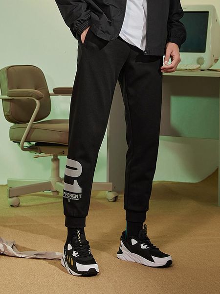 

men's pants sports spring and autumn thin casual ankle-length knitted trousers sweatpants men, Black