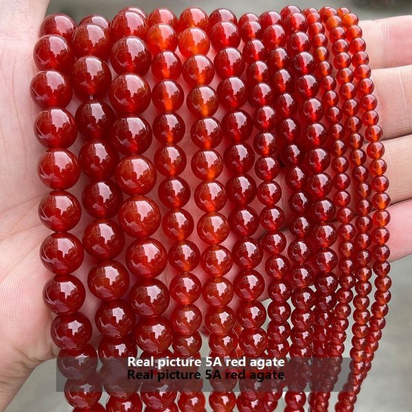 4mm-18mm Perline rotonde Pietre di agata rossa Prodotti semilavorati 5A Sardonice Pietra preziosa per collana di braccialetti di perline fai da te Realizzazione di accessori per gioielli all'ingrosso