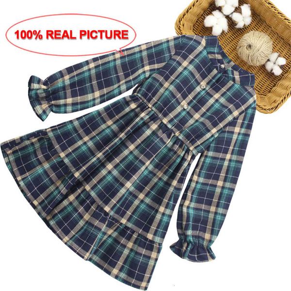 

girl's kids dresses plaid pattern party for girls patchwork children dress ruffles clothes girl 6 8 10 12 14 c0228, Red;yellow