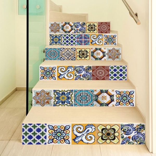 

wall stickers 6pcs tile floor stair sticker bathroom kitchen decor waterproof mural decals adhesive art wallpaper