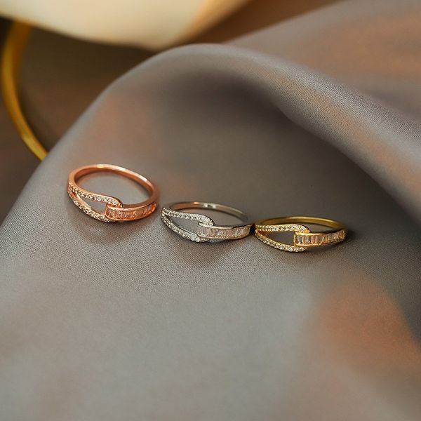 

fashion simple micro diamond indifference index finger women's ring, Silver