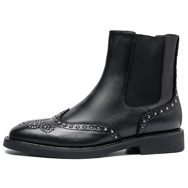 Spitze Winterhandhandschuhe Martin Black Toe Formal Dress Schuhe echte Leder -Knöchelstiefel für Männer 110