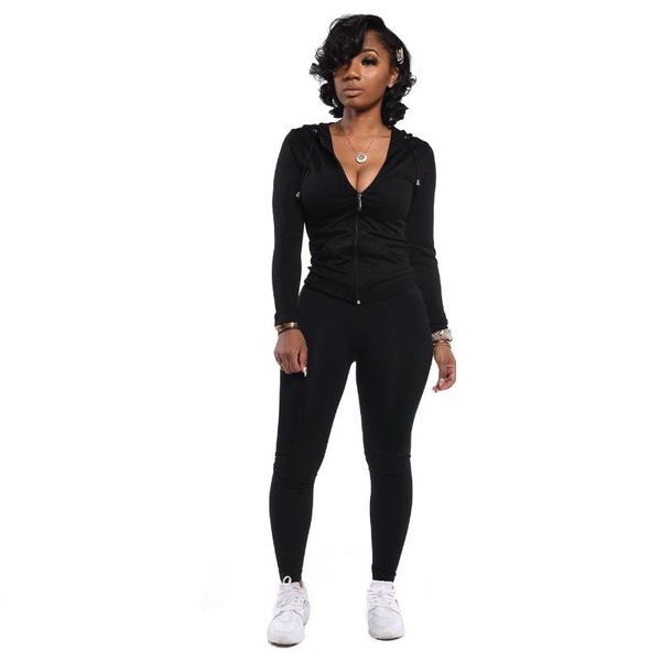 

women's two piece pants 2021 fall product pure color multicolor fashion slim long sleeve shirt set suitable for fitness sports jogging, White