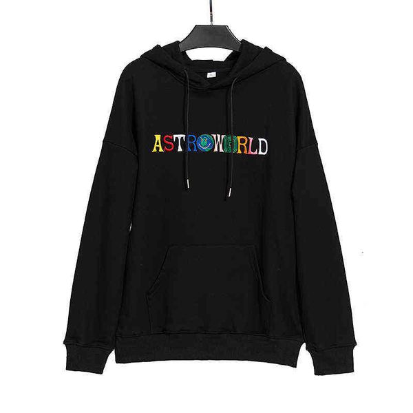 

travis same scott fashion ts album color letter embroidery high street men's and women's hoodie sweater, Black