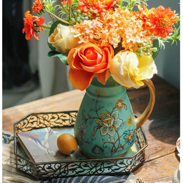 

european art vase retro ceramic household flower arrangement vintage pot living room doniczki na kwiaty home decor ed50hp vases