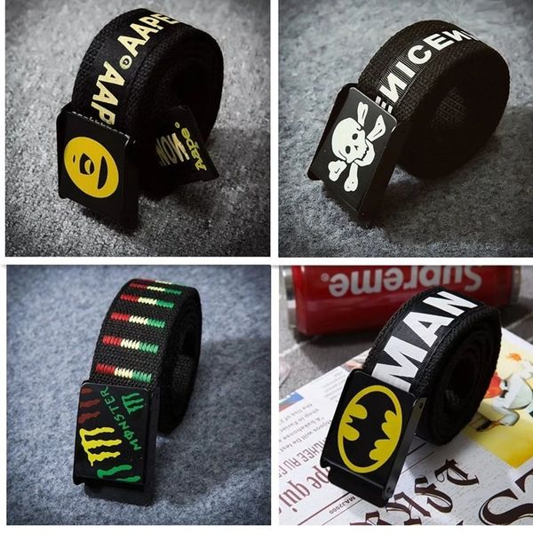 

canvas youth men's belt junior high school students korean fashion leisure street smooth buckle, Black;brown