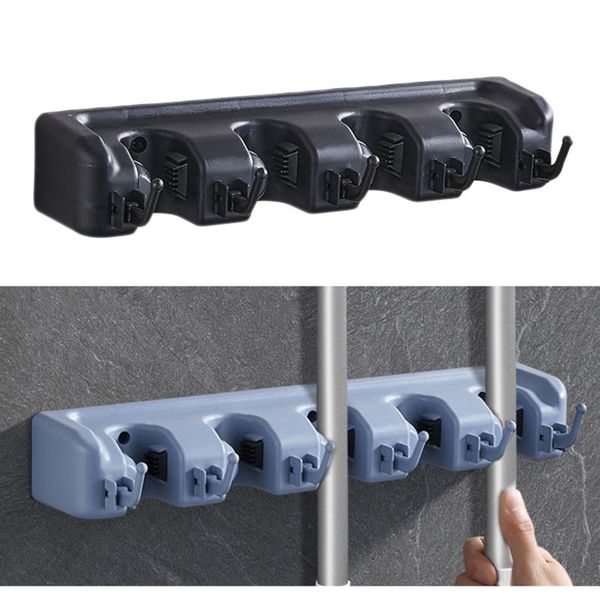 

hooks & rails wall mounted kitchen storage mop organizer holder brush broom er set