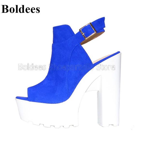 

fashion chunky heel sandals women summer shoes open toe buckle straps designer super high sandal, Black