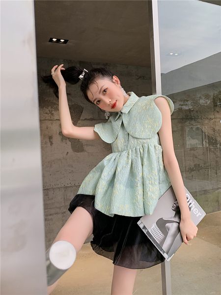 

butterfly dark pattern loose sleeveless sweet blouse 2021 spring and summer new fashion all-match blusas elegant shirt, White