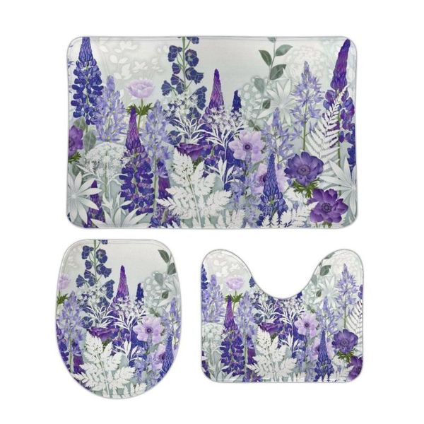 

bath mats daisy daydream 3pcs bathroom set non-slip mat water absorption carpet for home decor flowers floral greenery muted ton