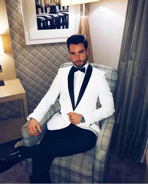 

men's suits & blazers suit homme 2-white male wedding suits xale lapel formal wear prom tux blazer suit (jacket + pants) ryoi, White;black