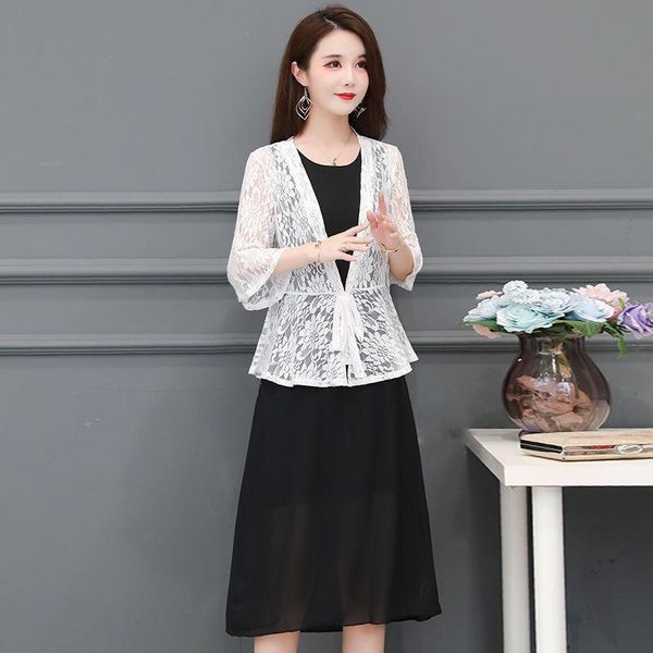 

women's jackets foleyo women summer half sleeve shrug bolero lace bridal cape jacket elegant wraps beach shawl, Black;brown