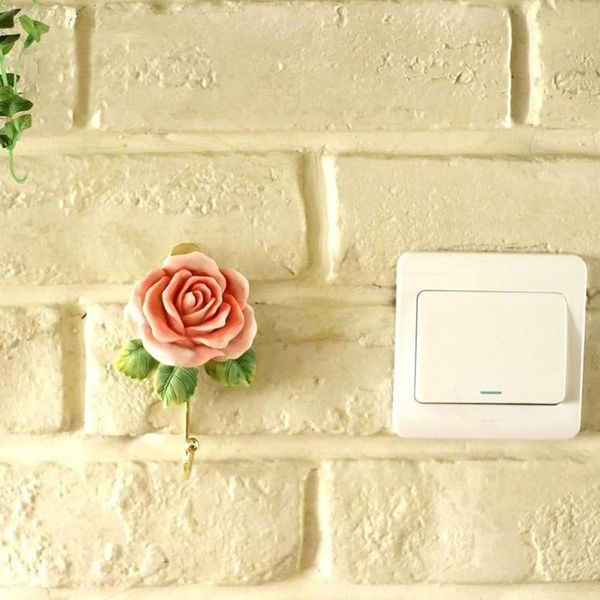 

hooks & rails wall sticky hook mounted hanger rose flower resin for coat hat robe towel useful multi-purpose
