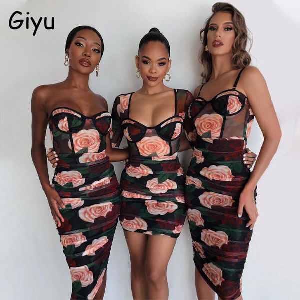 

giyu bodycon floral print woman dress vintage ruched off shouldre backless midi dresses 2021 summer club party vestidos casual, Black;gray
