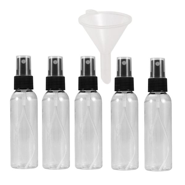 

storage bottles & jars 5pcs 50ml portable spary bottle travel clear refillable containers empty with funnel
