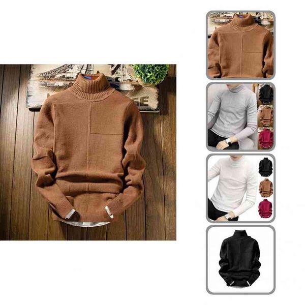 

fashion warm-keeping washable wrinkle-ristant creative tear-ristant turtleneck sweater men pullover for home, Black
