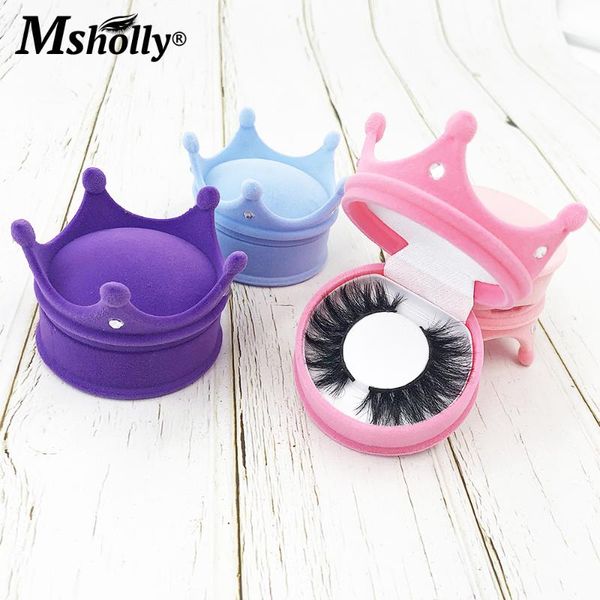 

false eyelashes 3d mink set with crown box fluffy soft wispy darmatic long lasting 25mm lashes makeup wholesale extension bulk lash