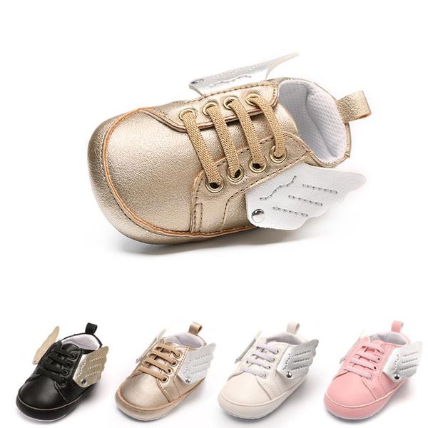 

first walkers born baby 3d wings gold fashion pu leather shoes for kids sneakers infant crib toddler boys girls