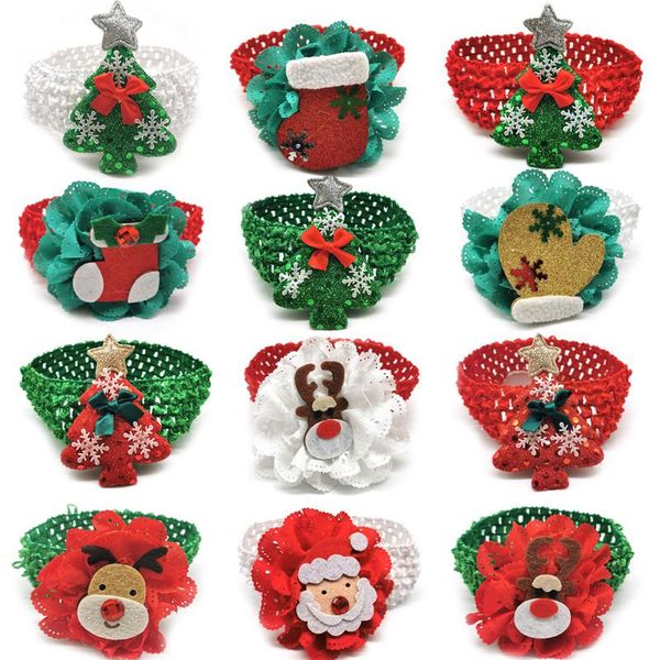 

50/100pcs christmas pet cat dog grooming accessories bow ties with elastic band for small supplies apparel