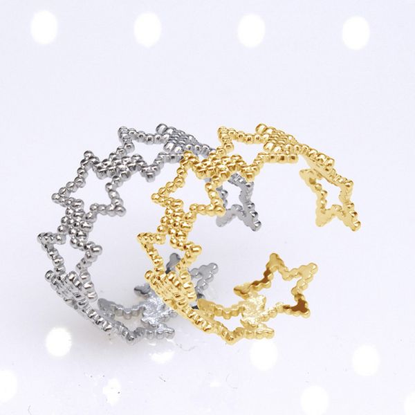 Star oco anel aberto ouro prata mulheres estrelas dedo anéis presente para amor namorada moda acessórios de jóias