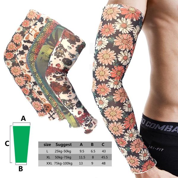 

elbow & knee pads summer men and women sun-resistant cuff outdoor sports riding gauze lattice printed breathable arm guard uv-protection, Black;gray