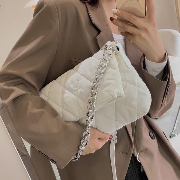

evening bags lattice large armpit bag 2021 winter high-quality soft nylon women's designer handbag travel shoulder messenger purses