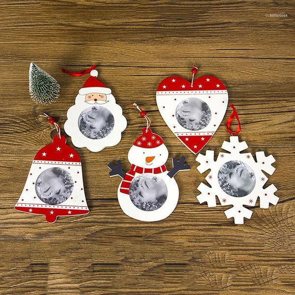 

christmas decorations year 2021 ornaments for home diy wooden hanging po frame jingle bell pendant modern picture frames1