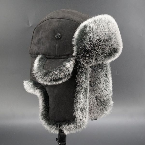 

northeast cotton hat large lei feng winter skiing cycling cold proof windproof ear protection hair black men and women, Blue;gray