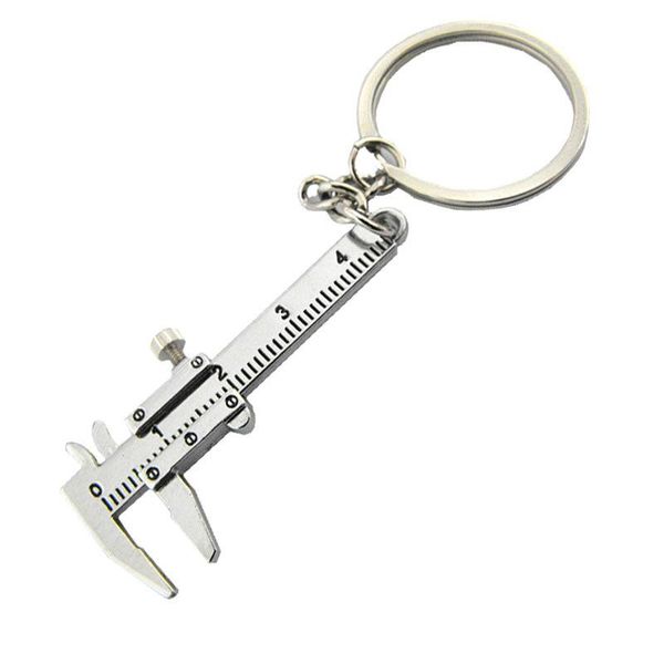 

keychains portable 0-4cm mini vernier calipers keychain measuring gauging tools key ring style simulation model ruler caliper, Silver