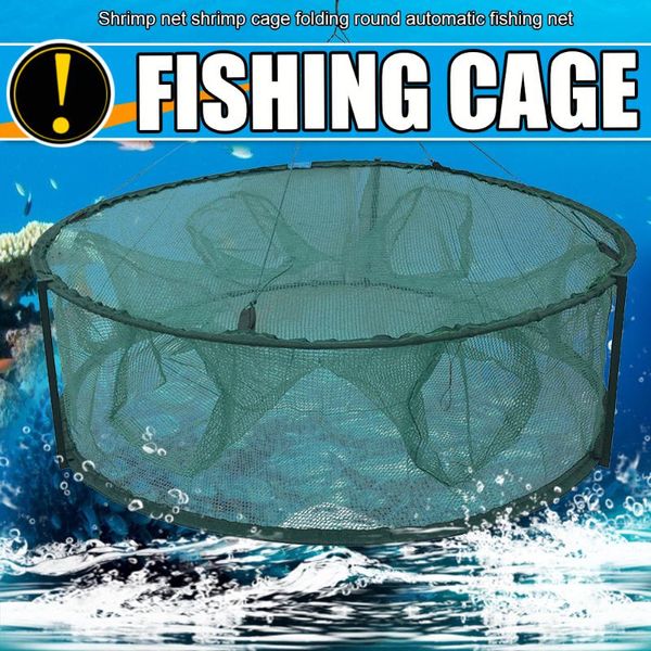 

lightweight automatic fishing net trap cage small folding round shape lobsters shrimp crabs network catcher accessories