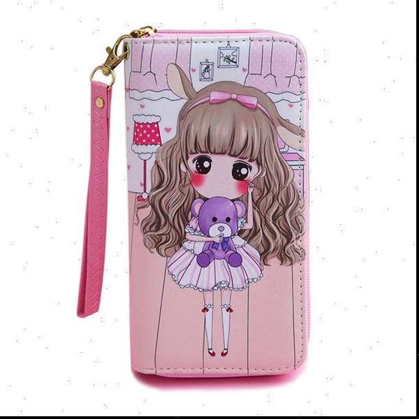 

lady purses women wallets cards holder lovely girls clutch money bags long woman wallet coin purse bag zipper pcoket, Red;black