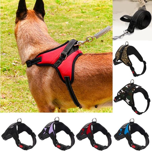 

dog collars & leashes nylon heavy duty pet harness collar k9 padded extra big large medium small leash vest husky dogs supplies