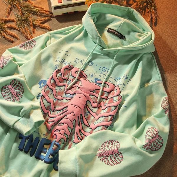 

women's hoodies & sweatshirts spring streetwear khaki y2k skull print grunge gothi oversized hoodie womens hip-hop kawaii female, Black