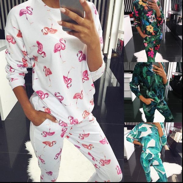 

fashion o neck pajama set women sleepwear long sleeve animal cartoon pyjamas sets home clothes pyjama femme, Black;red