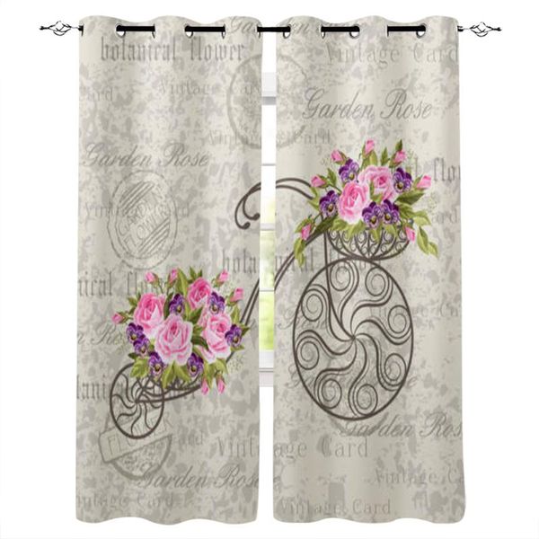 

curtain & drapes vintage card bicycle flowers blackout curtains for living room child bedroom kitchen window treatments