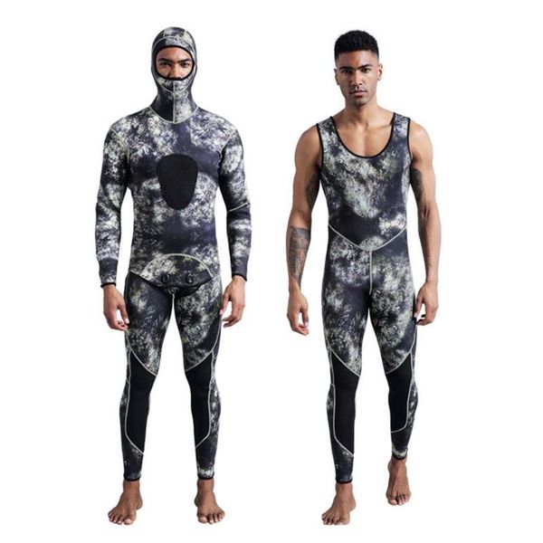 

swim wear 3mm mens wetsuits camo split 2-piece full body scuba diving suit neoprene neopreno triathlon wetsuit wet jetski