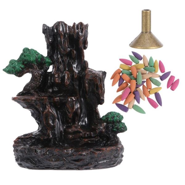 

fragrance lamps 1 set backflow incense burner resin censer ornament with cone