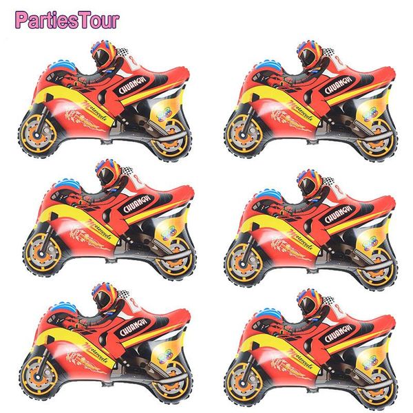 

party decoration 6pcs birthday red motorcycle helium ballons theme black white racing car supplies decors globos